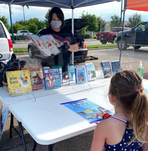 Library table at Farmer's Market