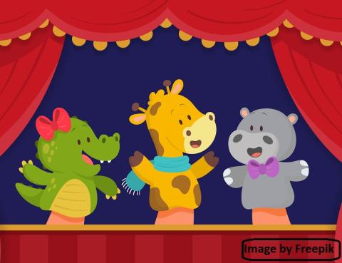 Image of cartoon puppets on a stage