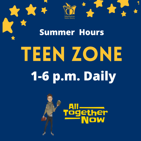 Summer Hours, Teen Zone, 1-6 p.m. Daily with All Together Now art