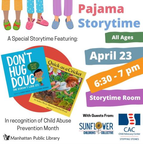 Pajama Storytime April 23 6:30-7:00 with guests from Sunflower Collective