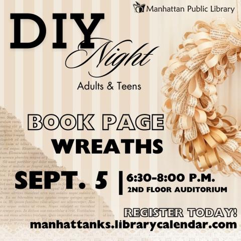 DIY Night Book Page Wreaths Sept. 5