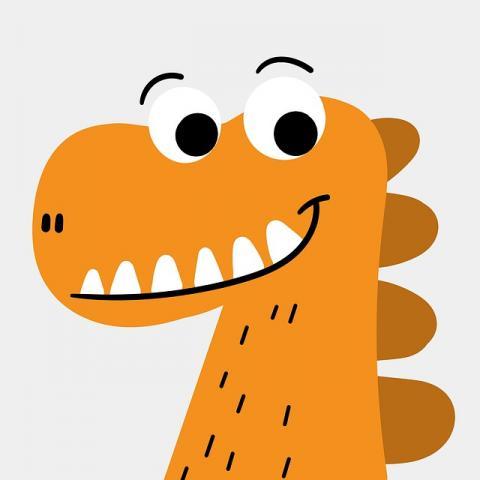 Orange smiling dinosaur