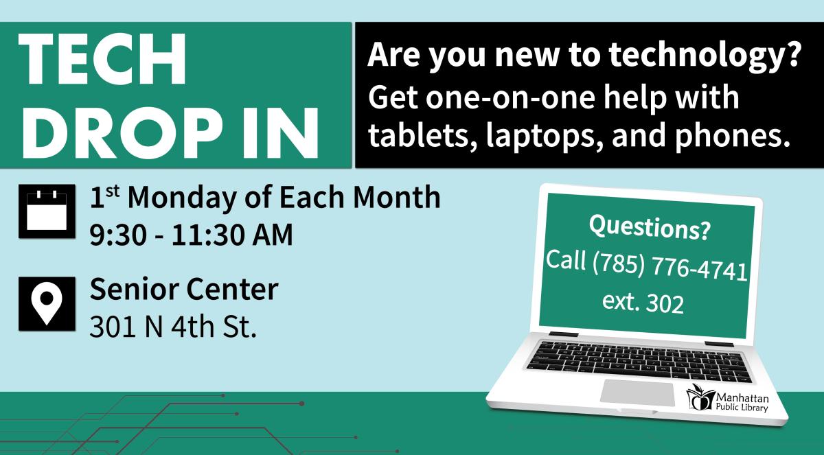 ad for tech drop in at Sr. Center