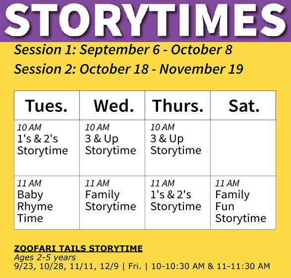 Storytimes schedule