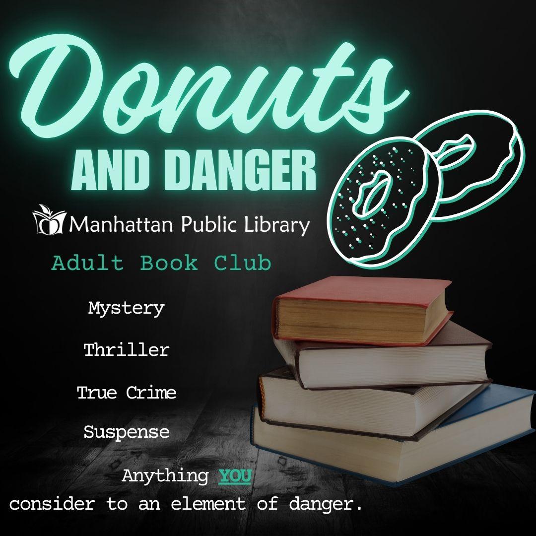 Donuts and Danger Adult Book Club graphic