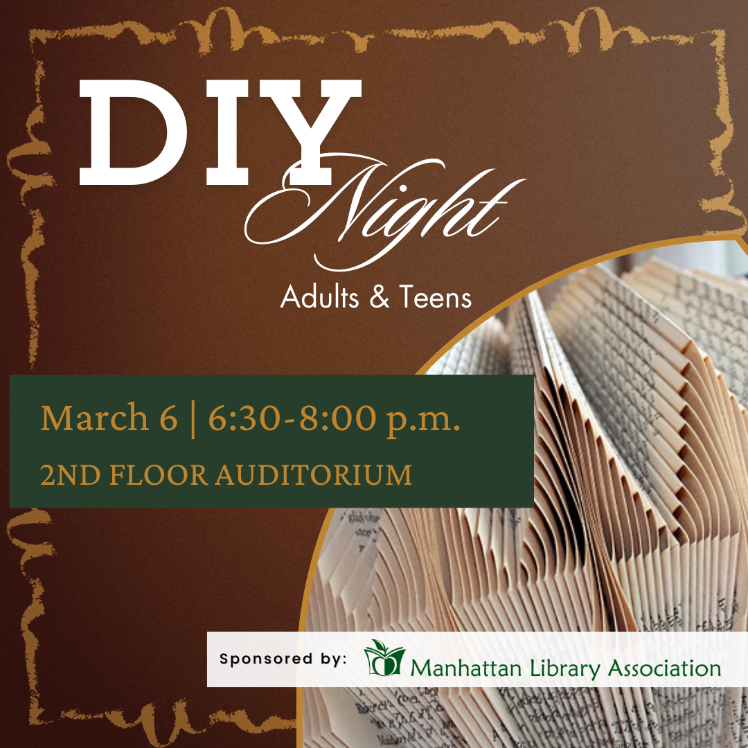 DIY Night for Adults & Teens, March 6 from 6:30-8:00pm, Book Folding